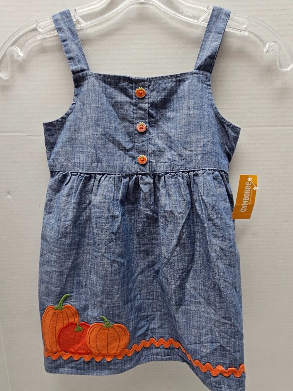 New Gymboree Girls Jumper Dress Embroidered Pumpkin applique Orange 4T